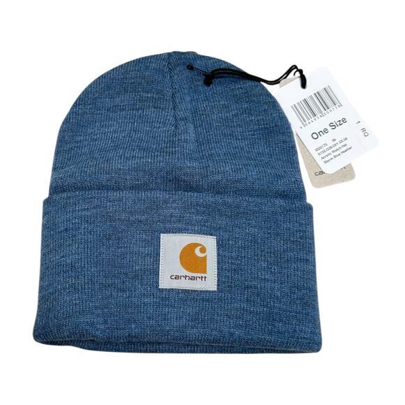 Carhartt WIP Knit Watch Beanie Hat One Size Storm Blue Heather NEW - Picture 1 of 4